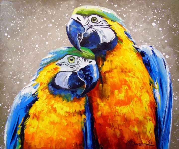 Parrots are lovers - Olha Darchuk - Paintings & Prints, Animals, Birds ...