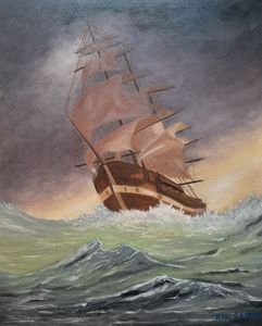 Ship in a storm