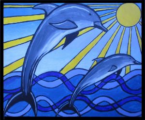 Stained Glass Dolphins