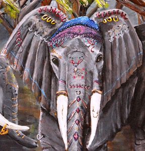 Elephant dressed in jewelry fragment