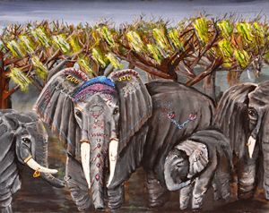 Elephant dressed in jewelry