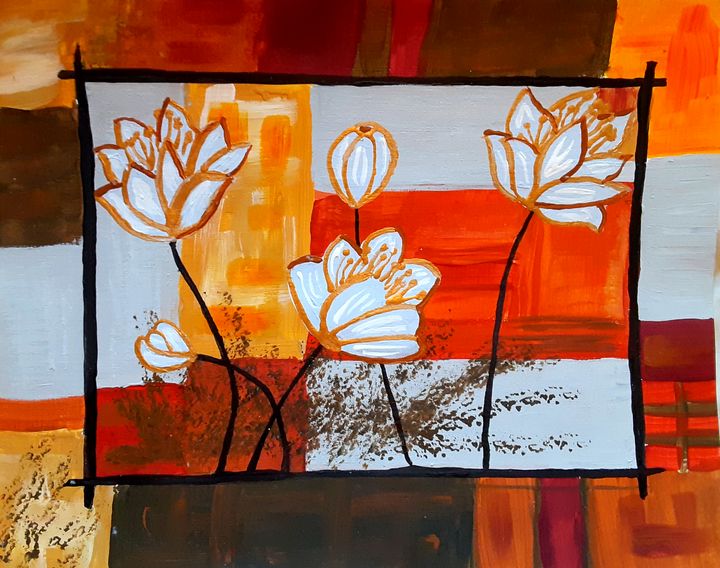 White & Gold Flowers - Alecia Samuelson's Art