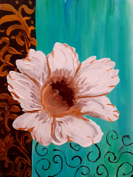White Flower With Gold Tips - Alecia Samuelson's Art