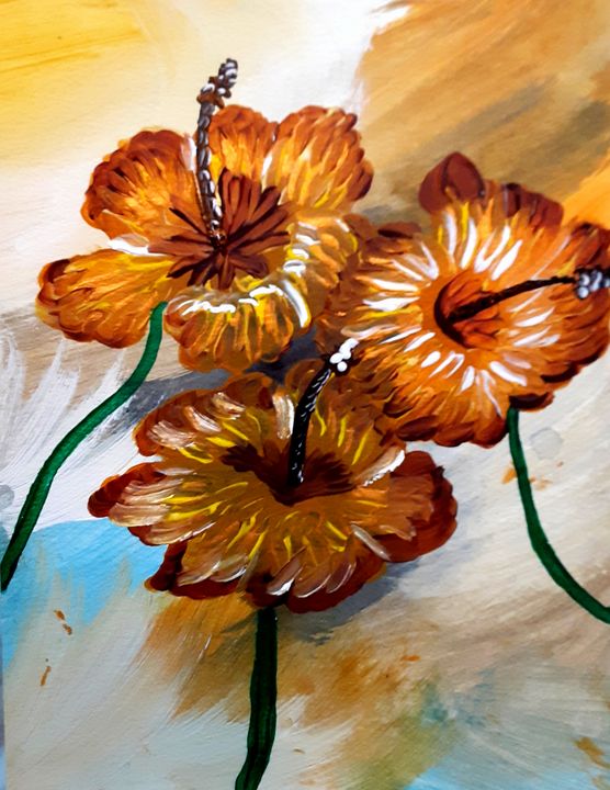 Brown Golden Flowers - Alecia Samuelson's Art