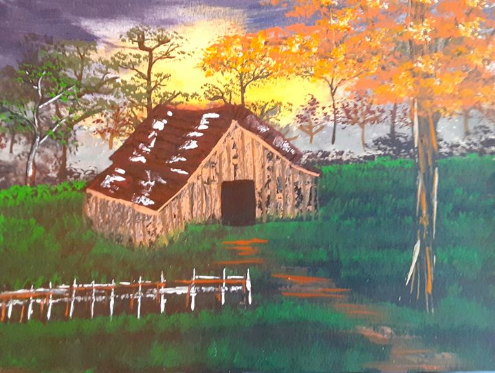 Barn in a Green Meadow - Alecia Samuelson's Art