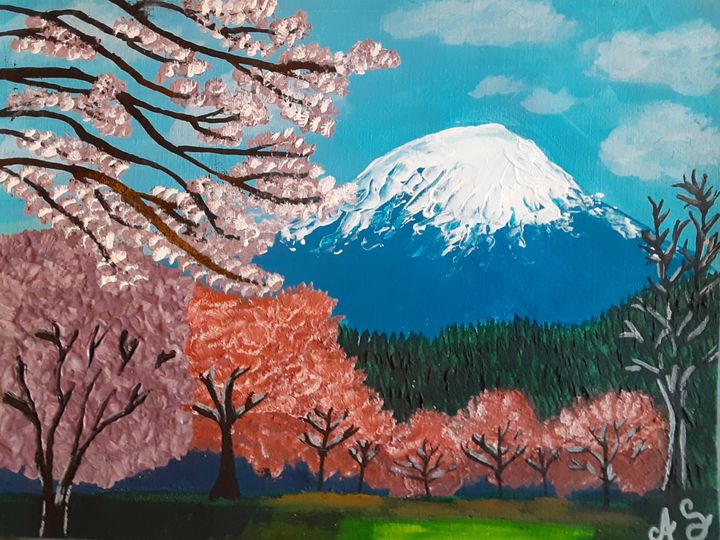 Mount Fuji with Cherry Blossoms - Alecia Samuelson's Art