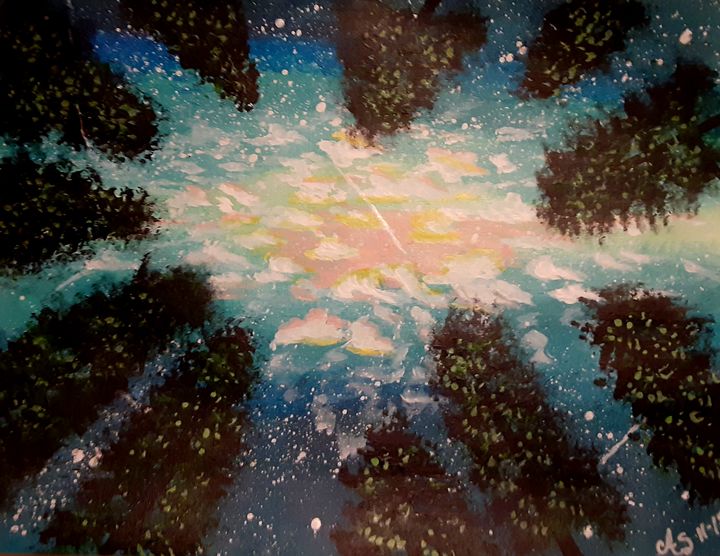Night Sky Viewed From The Forest Flo - Alecia Samuelson's Art
