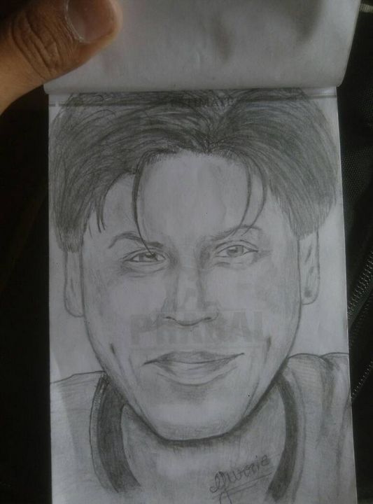 Charcoal Without Shahrukh Khan Portrait Sketch Size A3