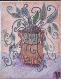 Brown Vase with Plant - ZephyrCreations