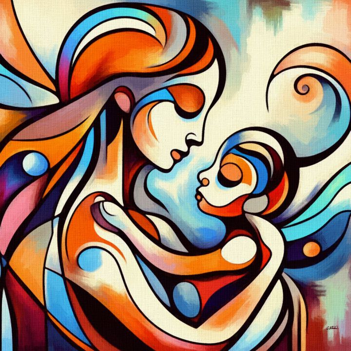 Woman With Child Abstract - DWP14380 - Dean Wittle - Paintings & Prints ...