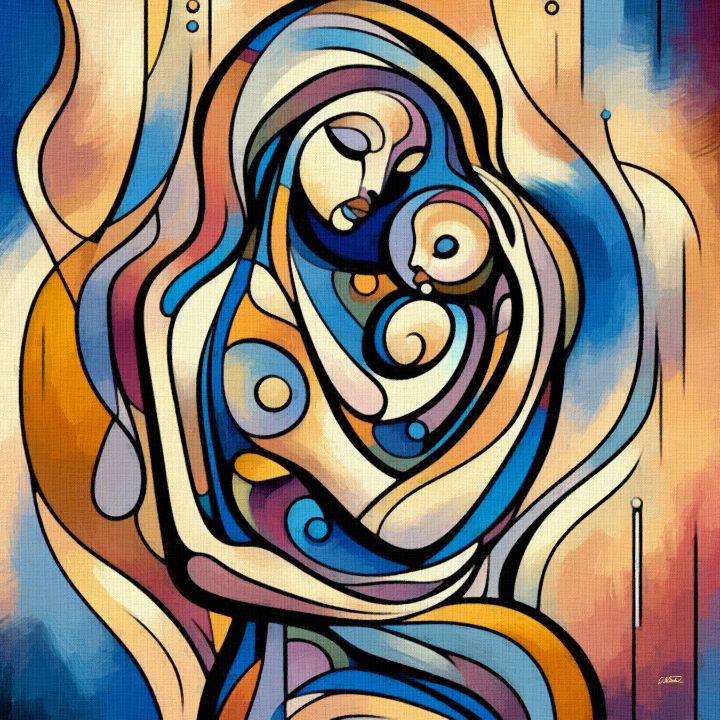 Woman With Child Abstract - DWP14380 - Dean Wittle - Paintings & Prints ...