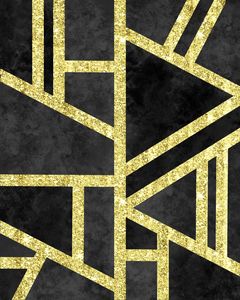 Geometric Gold Glitter Marble Black