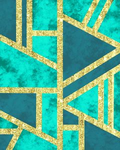 Geometric Gold Glitter Marble Teal