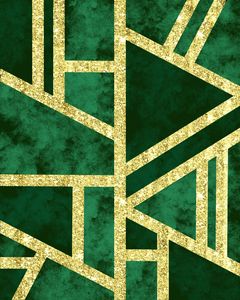 Geometric Gold Glitter Marble Green