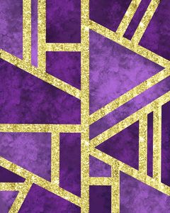 Geometric Gold Glitter Marble Purple