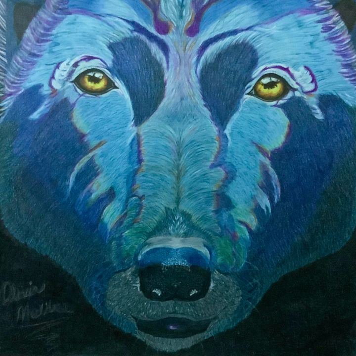 Blue Wolf - Olivia Meditree Art - Drawings & Illustration, Animals ...