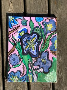 Vibrant floral abstract painting