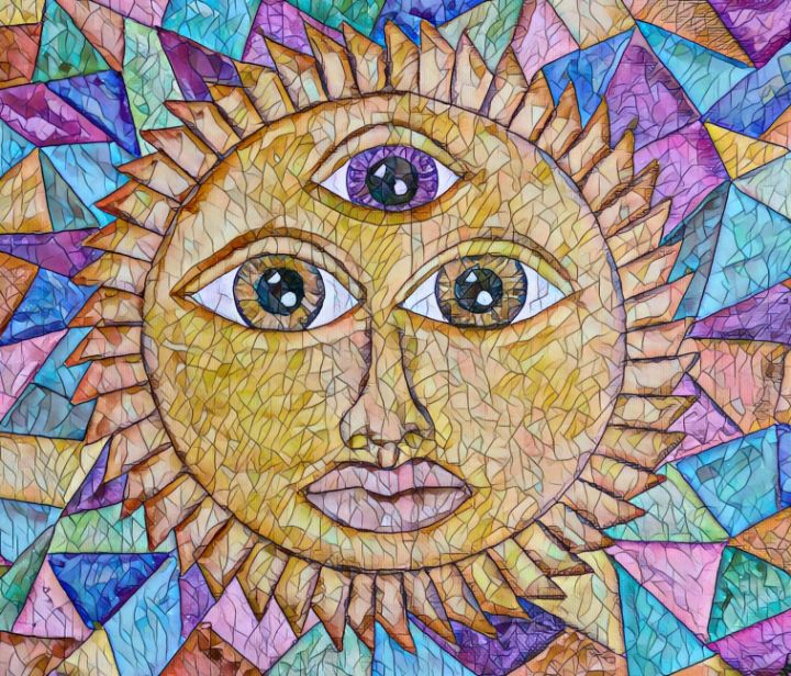 Mosaic sun face - MaryLouise - Paintings & Prints, Abstract, Geometric ...