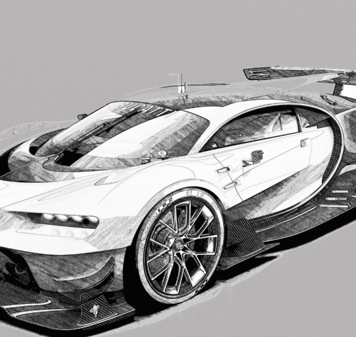 Ravi Teja - Bugatti car drawing