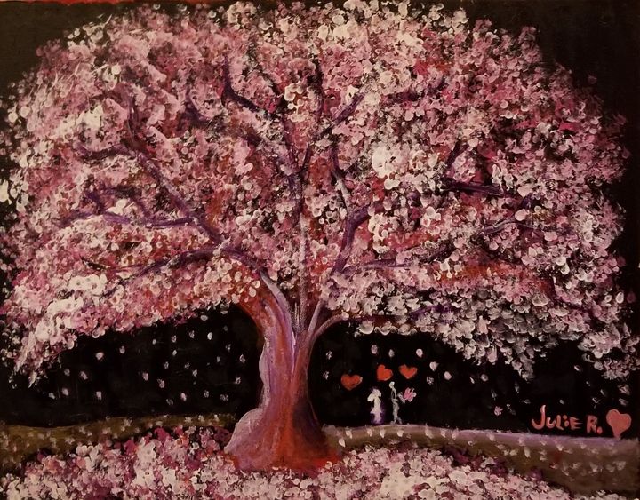 Kiss Under Cherry Blossoms - Julie’s Art and Portraits