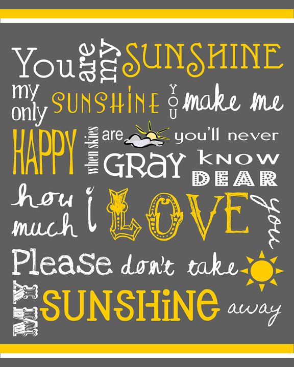 You Are My Sunshine Lyrics Nursery Digital Art Print 