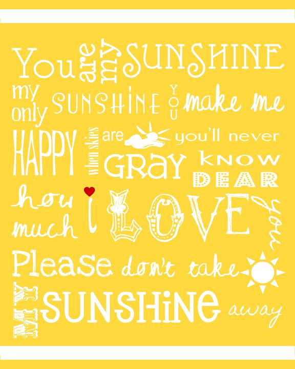 You Are My Sunshine Lyrics Nursery Digital Art Print 