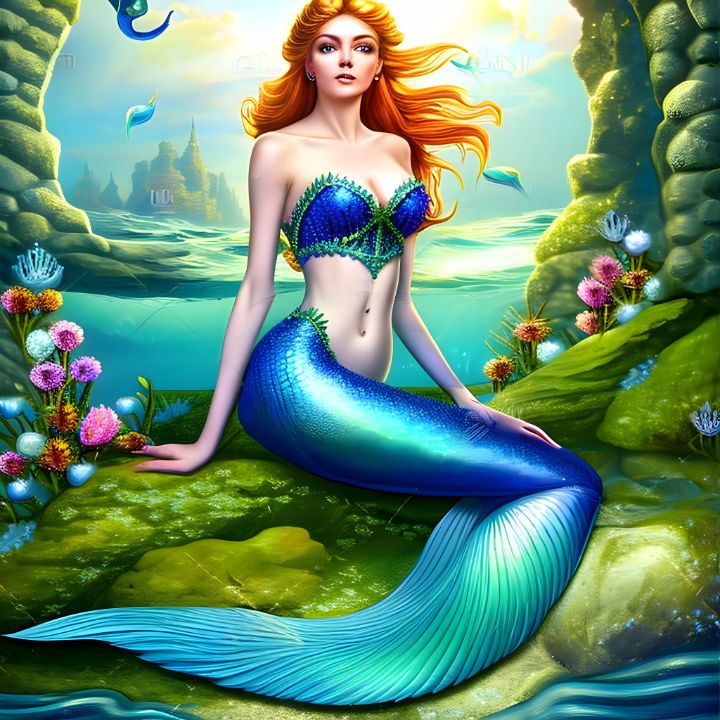 【Mermaid queen】アクリル画 F3 風景画 絵画 人魚 人魚姫 マーメイド アクリル画 F3キャンバス 絵画 風景画 - メルカリ