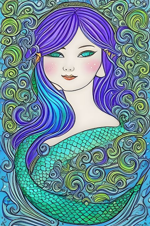 Mermaid Portrait in Medieval Style - Use2 - Digital Art & AI, Fantasy ...