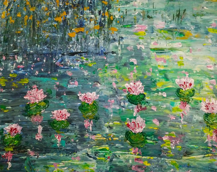 Pond Blooming with water lilies - JB