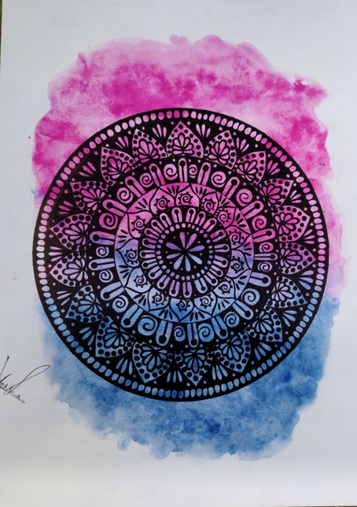 Easy mandala art, water colour,pen - Kalakaar - Paintings & Prints,  Abstract, Color - ArtPal