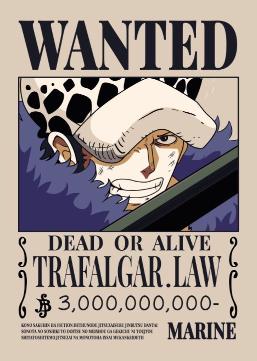 Trafalgar Law One Piece Wanted - One Piece - Digital Art, People & Figures,  Animation, Anime, & Comics, Anime - ArtPal