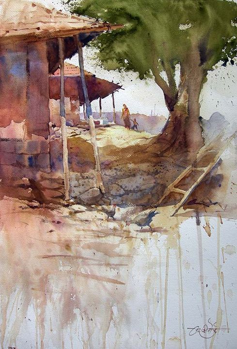 Indian Watercolor Landscape Paintings