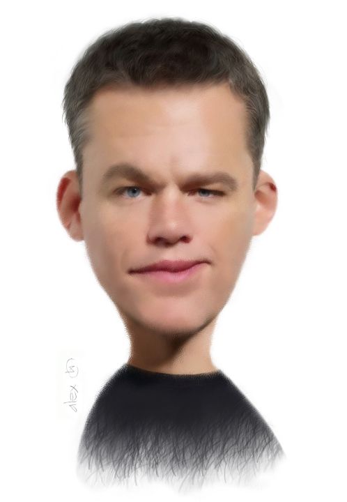 Matt Damon caricature - Alex Hook Krioutchkov