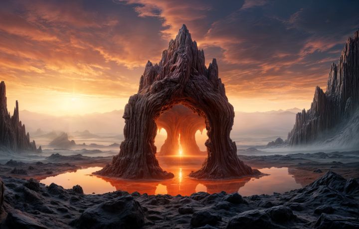 surreal rock formation - dark black - Digital Art & AI, Landscapes ...