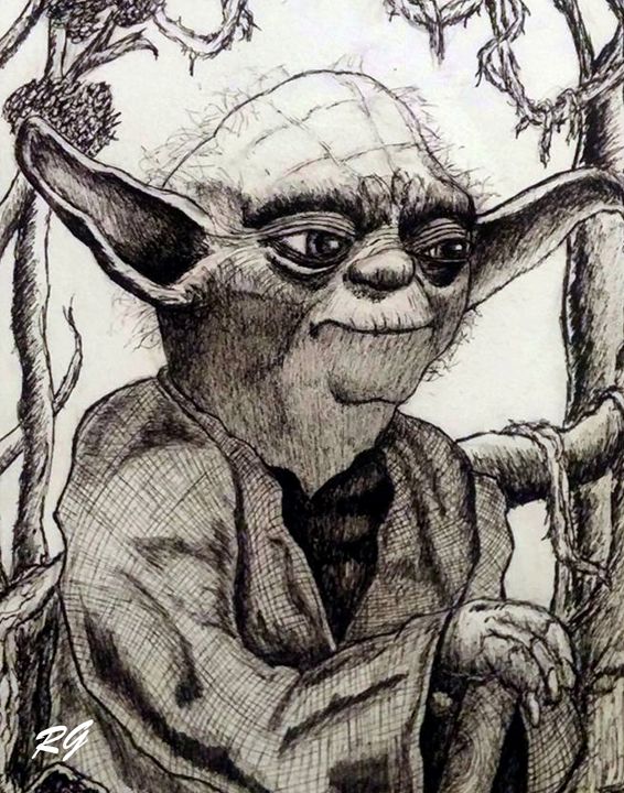 Download Star Wars Yoda Original Portrait - RGIllustration - Paintings & Prints, Entertainment, Movies ...