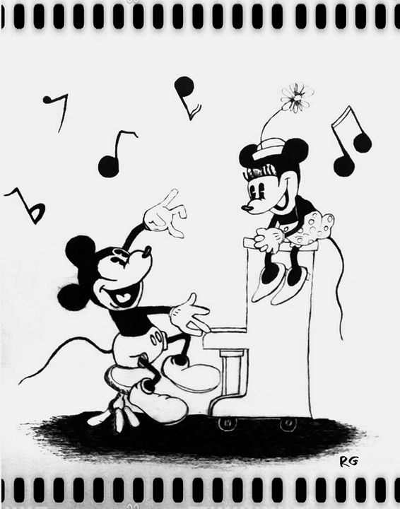 Mickey Minnie Mouse Piano Artwork - RGIllustration - Paintings & Prints,  Childrens Art, Disney - ArtPal