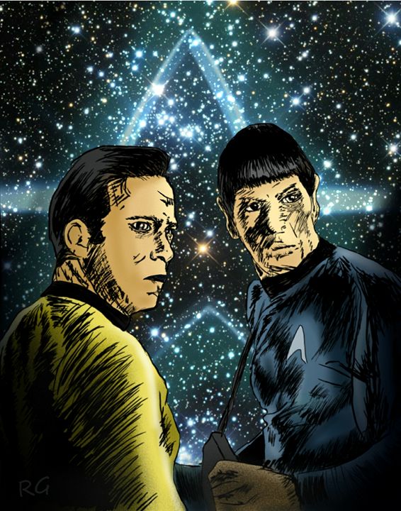 Star Trek Kirk and Spock Portrait - RGIllustration - Paintings & Prints ...