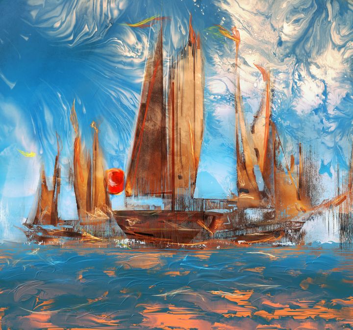 seascape with ships - Viktor Kulakov digital art & painting