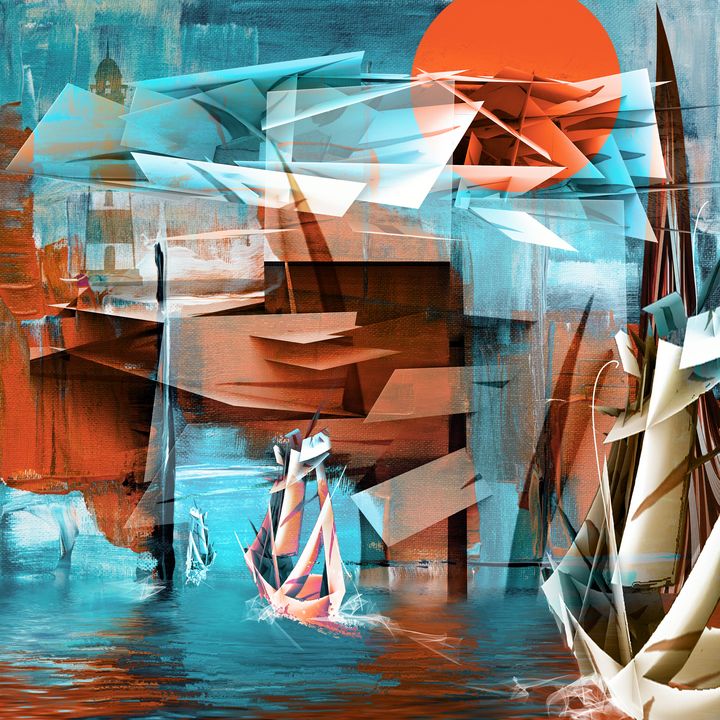 ships enter the harbor - Viktor Kulakov digital art & painting