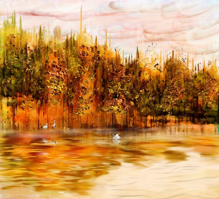 birds on water - Viktor Kulakov digital art & painting