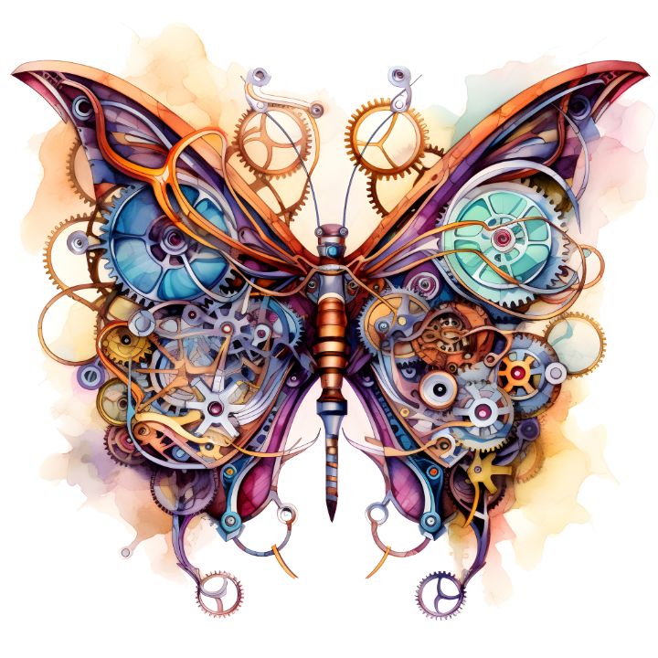 Steampunk Butterfly Mechanisms DME.ARTS Digital Art, Animals, Birds