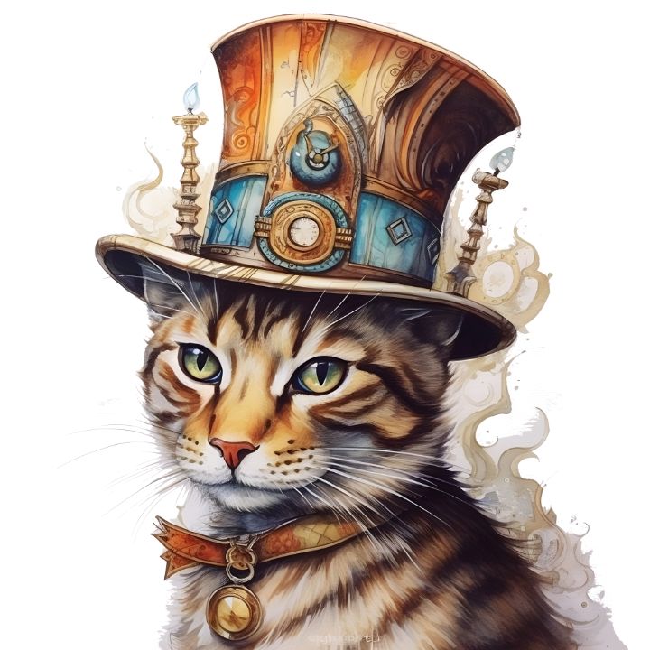 Steampunk Cat with Victorian Hat - DME.ARTS - Digital Art & AI, Animals ...