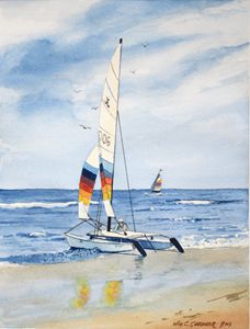 Hobie Cat Waiting to Sail - Gardner Watercolors