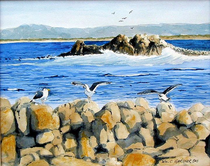 Monterey Coastal Scene - Gardner Watercolors