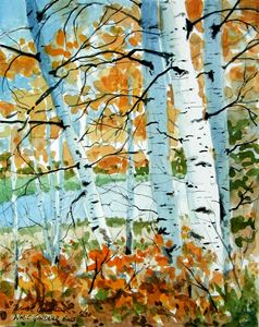 White Birch in Fall - Gardner Watercolors