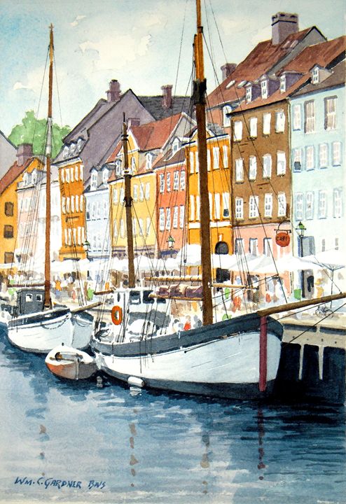 Copenhagen, Denmark - Nyhavn Canal - Gardner Watercolors