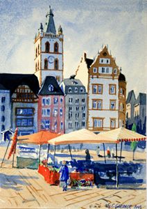 Market Square - Trier Germany - Gardner Watercolors