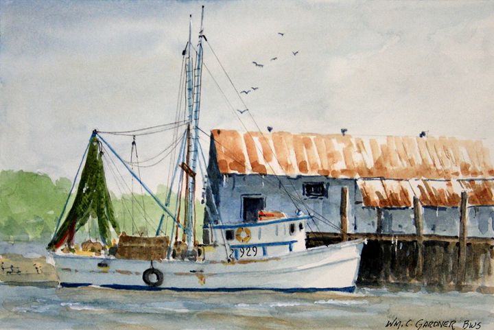 Shrimp Boat Amelia Island Florida - Gardner Watercolors