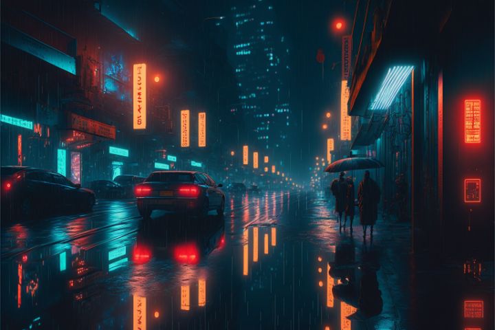 Cyberpunk Rainy Neon City - Neon Mirra - Digital Art, Landscapes ...