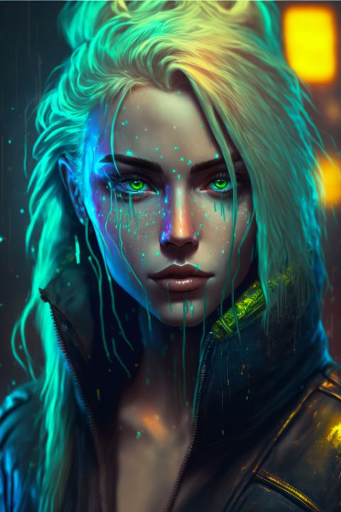 Cyberpunk Blonde Girl - Neon Mirra - Digital Art, Fantasy & Mythology ...